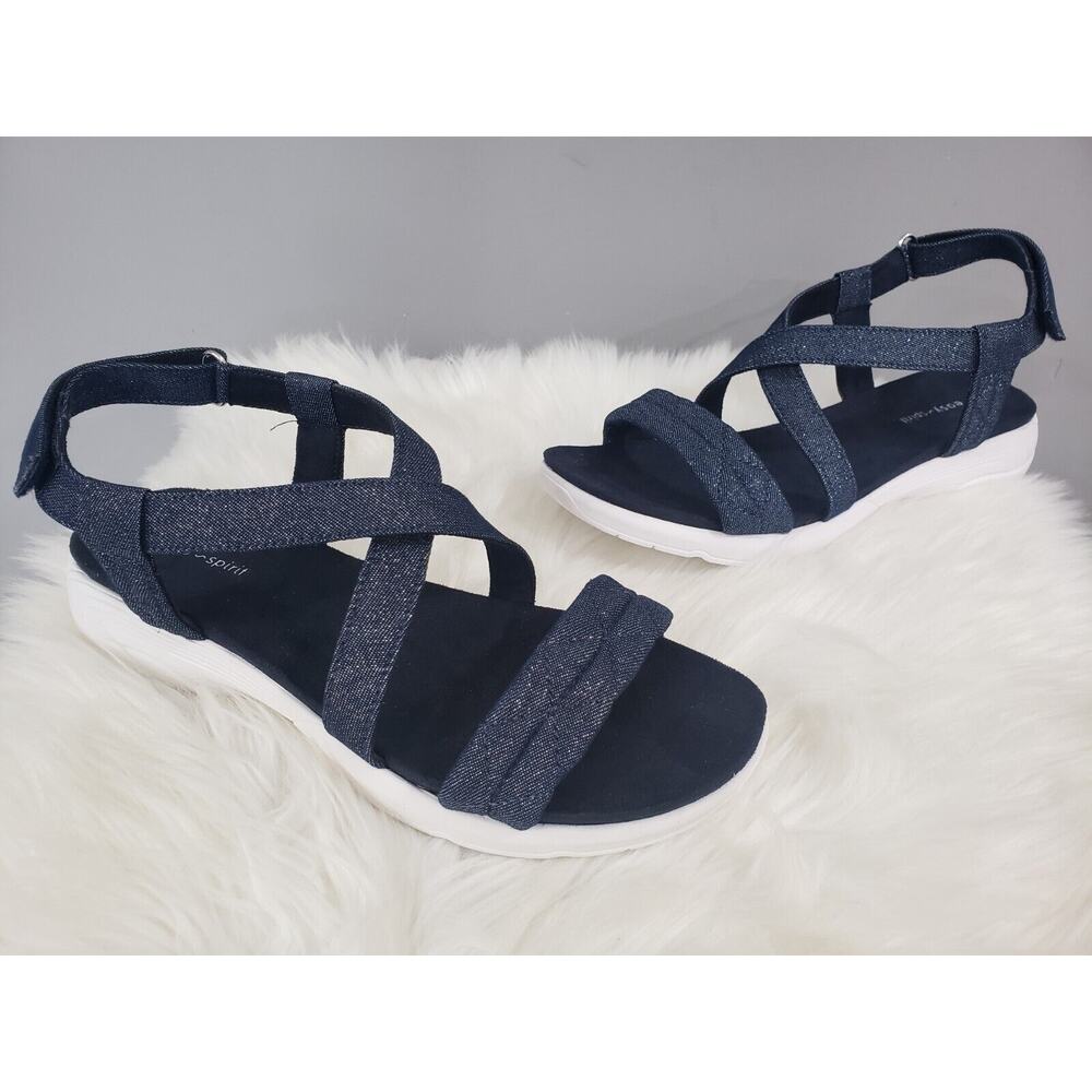 NEW 9.5 WIDE - Easy Spirit TREASURE 7 Openโ Toe Blue Casual Strappy Sandals